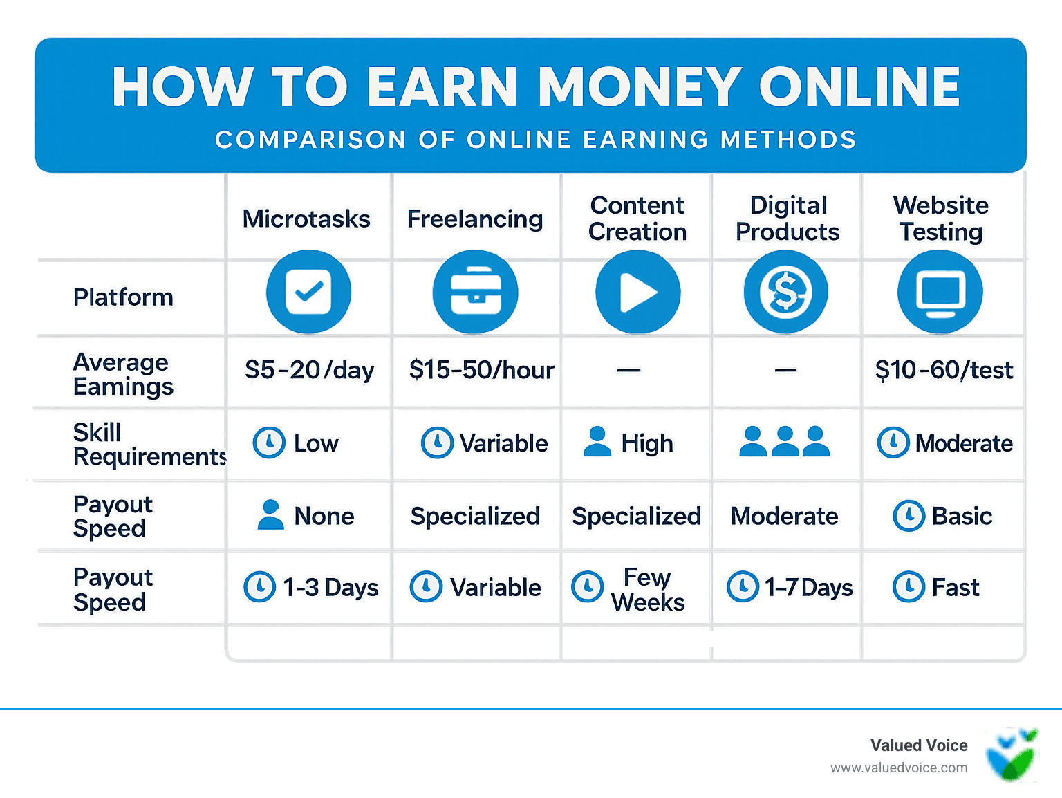 how to earn money online table