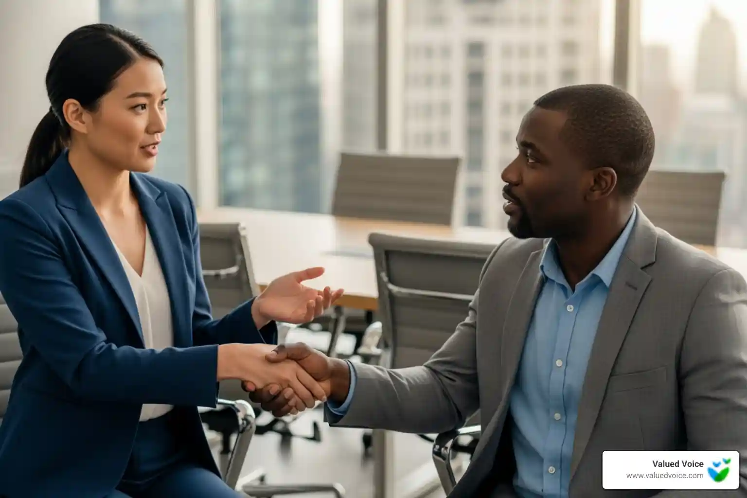 White label guest post partnership: two marketing professionals finalize collaboration with Valued Voice in modern boardroom White label guest post partnership: two marketing professionals finalize collaboration with Valued Voice in modern boardroom
